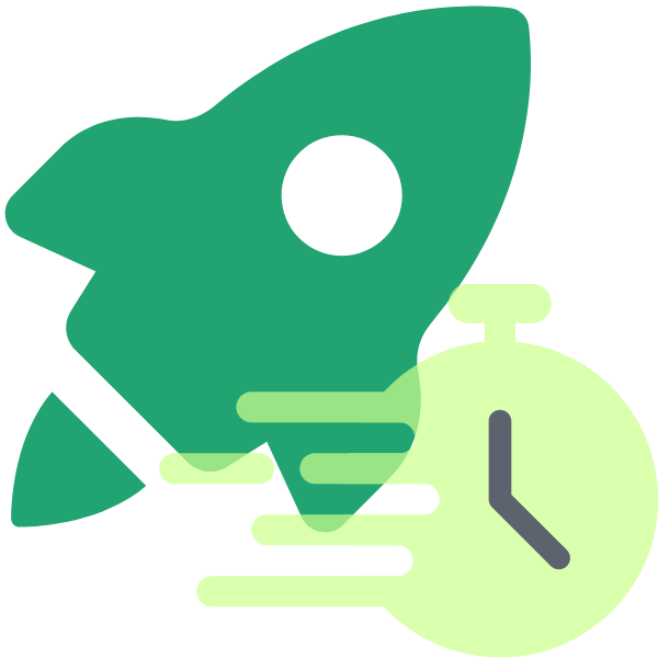 Launch faster rocket and timer icon