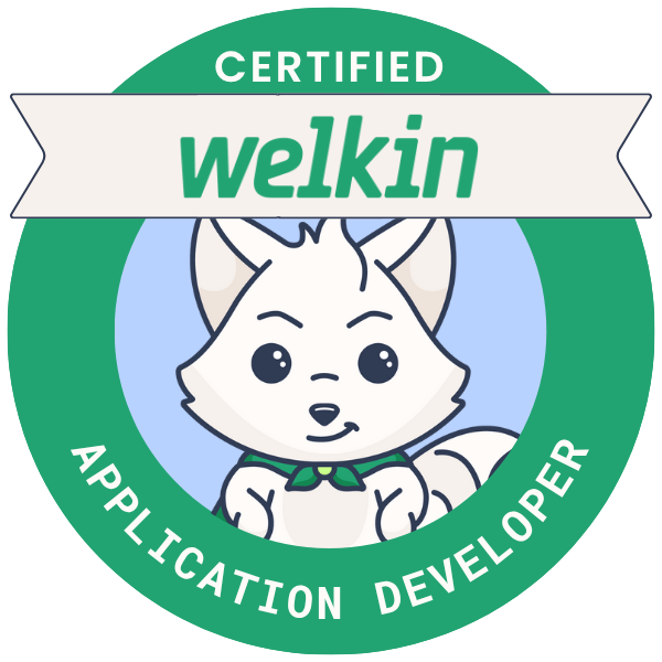 Certification badge for Welkin Application Developer