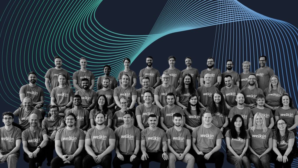 elastisys welkin team all employees group photo B&W